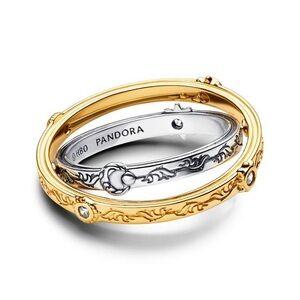 New Pandora Game Of Thrones Spinning Two Tone Astrolabe 18K Gold Silver Ring